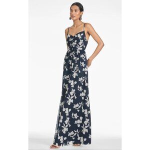Sachin & Babi Sienna Blue/White Floral Chiffon Sleeveless Maxi Dress